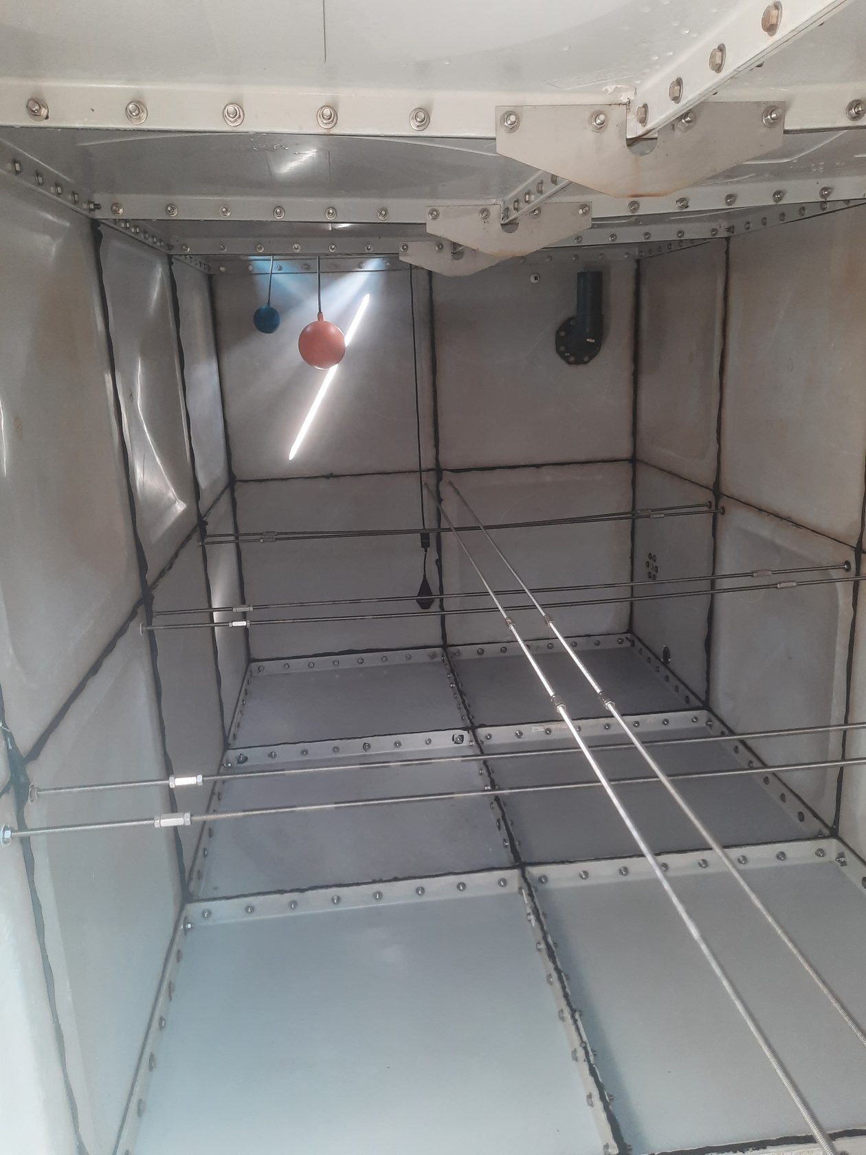 Tank interior after disinfection — clean and certified